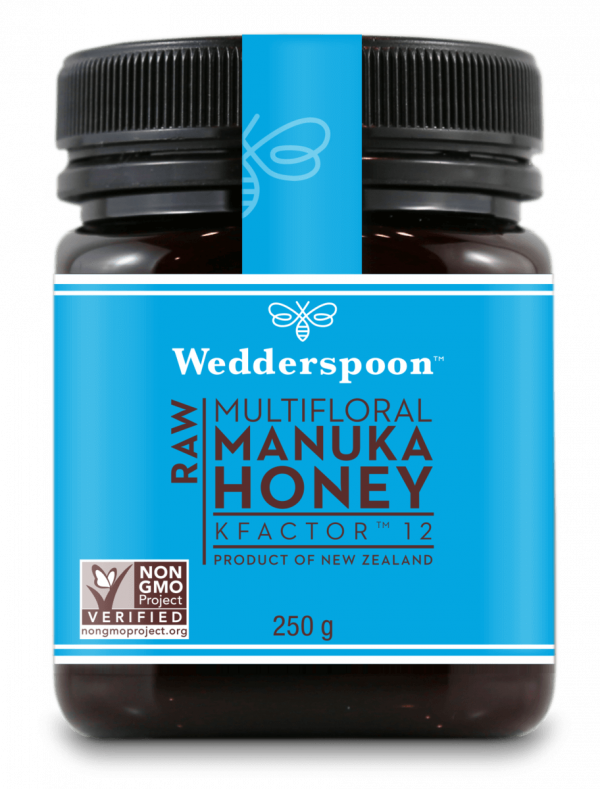 Pravi manuka med - Wedderspoon KFactor™ 12 - surovi Manuka med s 65% cvetnega prahu od manuke, 250 g