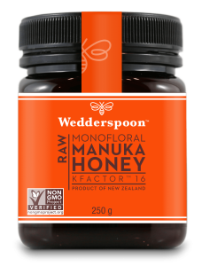 Pravi manuka med - Wedderspoon KFactor™ 16 - surovi Manuka med s 75% cvetnega prahu od manuke 250 g