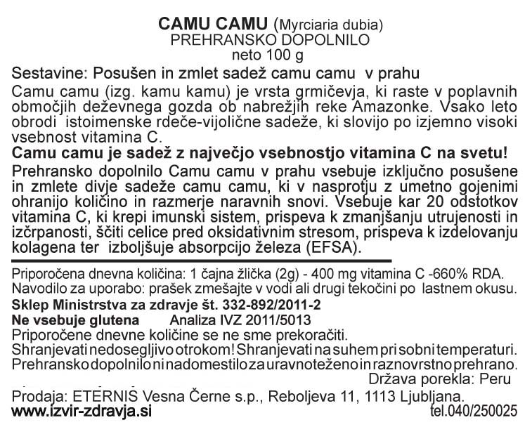 Natural Earth Camu Camu 100 g - deklaracija