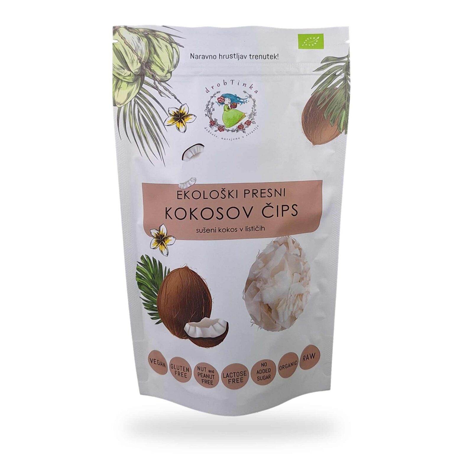 Kokosov čips Drobtinka - presni, ekološki, 180 g