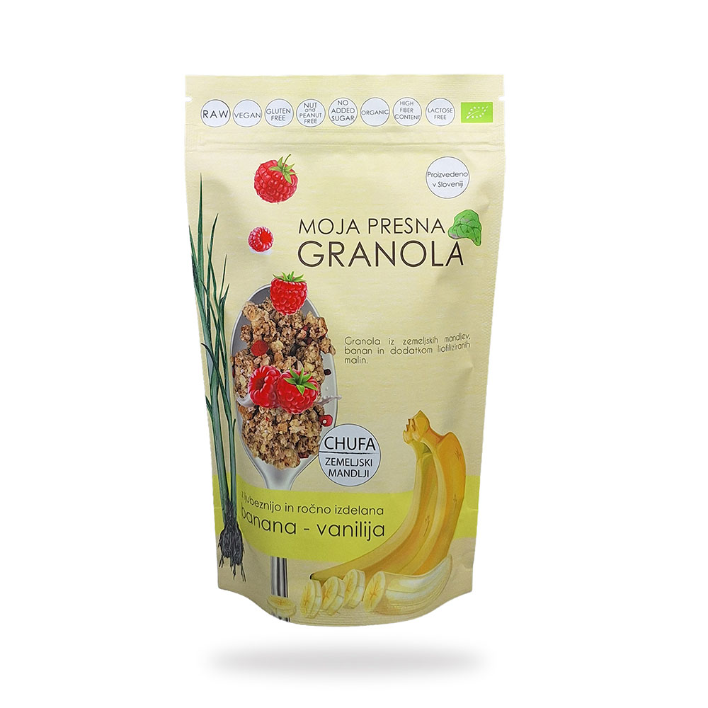 Presna ekološka granola Banana - vanilija Tiger Nut Drobtinka, 230 g