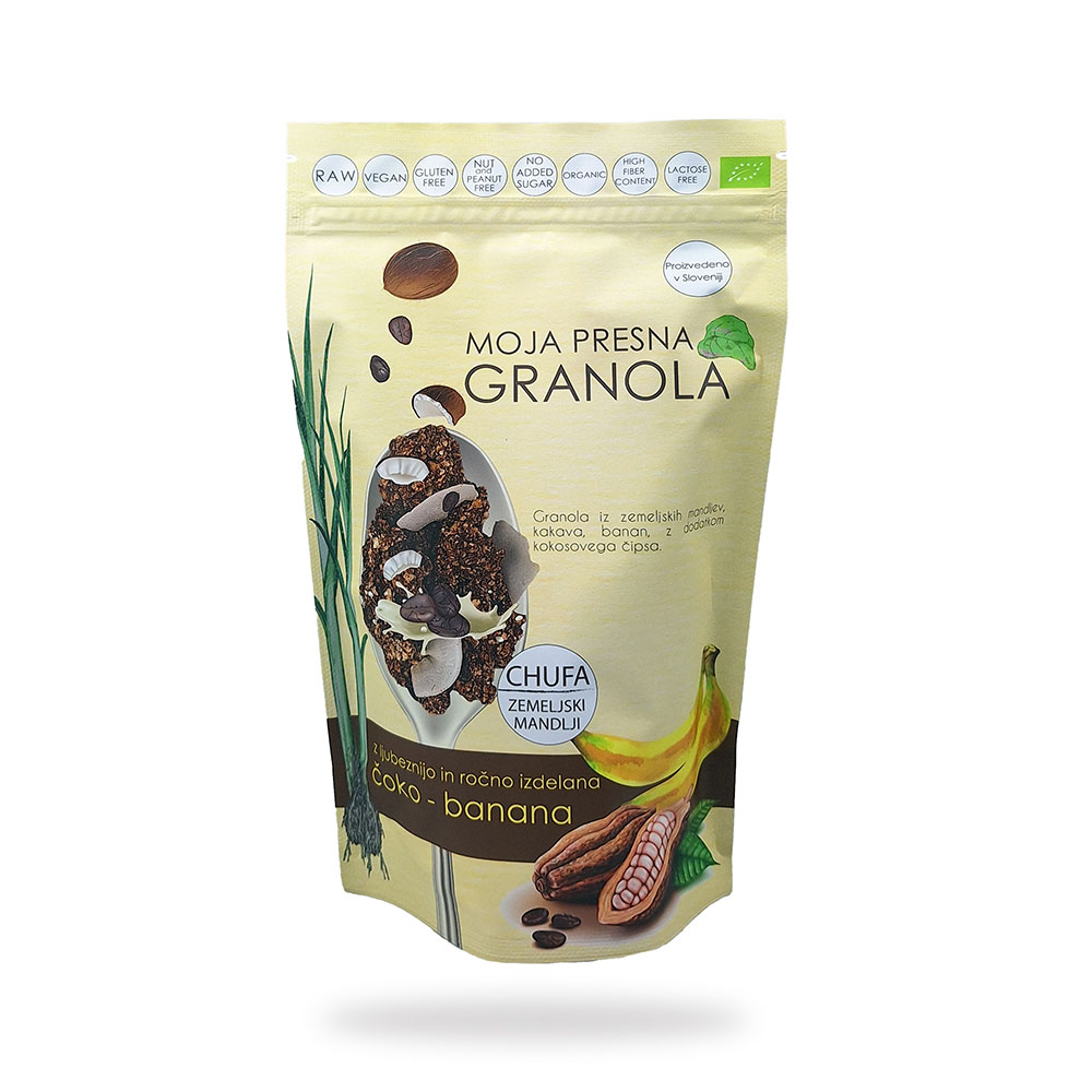 Presna ekološka granola Čoko - banana Tiger Nut Drobtinka, 230 g