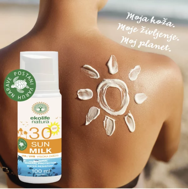 Naravna sončna krema Ekolife Natura SUN MILK SPF 30, 100ml - Image 2