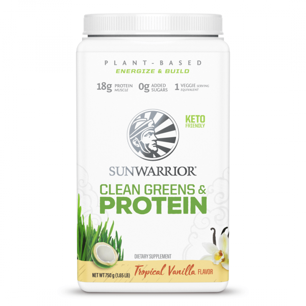 SunWarrior SunWarrior Clean Greens & Protein - Presne beljakovine z zelenjavo v prahu z okusom vanilije, 750 g