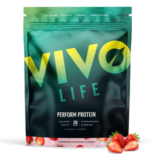 Veganski proteini Vivo Life Perform - jagodni milkshake, 988 g