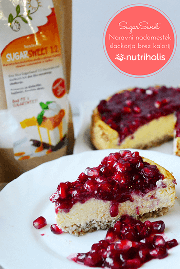 Cheesecake tortica z nadevom iz granatnega jabolka in malin - recept