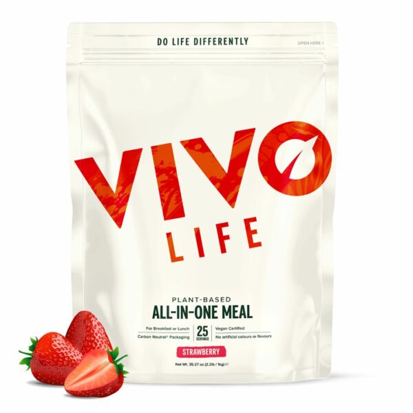 Veganska prehranska mešanica Vivo Life Whole - okus Jagoda, 1 kg