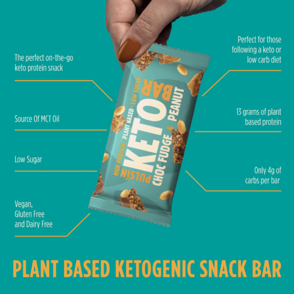 Pulsin KETO bar - veganska proteinska tablica z okusom arašidov in čokolade, 50 g - Image 3