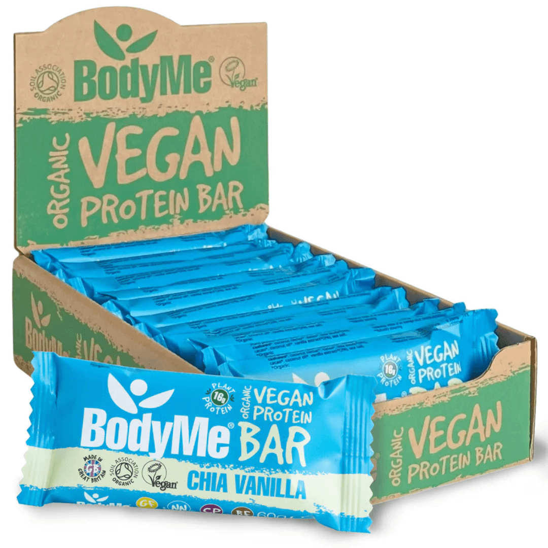 Ekološka veganska proteinska ploščica BodyMe z okusom VANILIJE in CHIA SEMEN, 60 g - slika 3