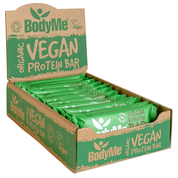 Ekološka veganska proteinska ploščica BodyMe z okusom KAKAVA in MENTOLA