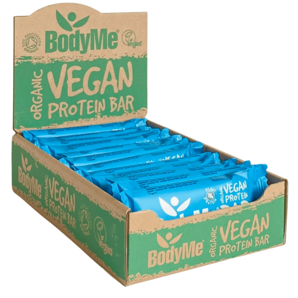Ekološka veganska proteinska ploščica BodyMe z okusom VANILIJE in CHIA SEMEN