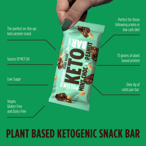 Pulsin KETO bar - veganska proteinska tablica z okusom mete, čokolade in arašidov, 50 g - Image 2
