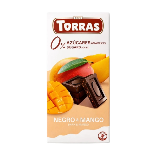 Torras temna čokolada brez sladkorja - mango, 75 g