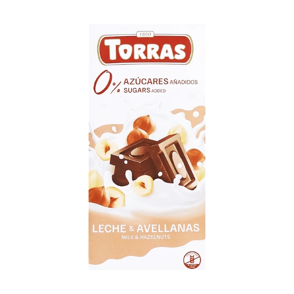 Torras mlečna čokolada z lešniki, 75 g