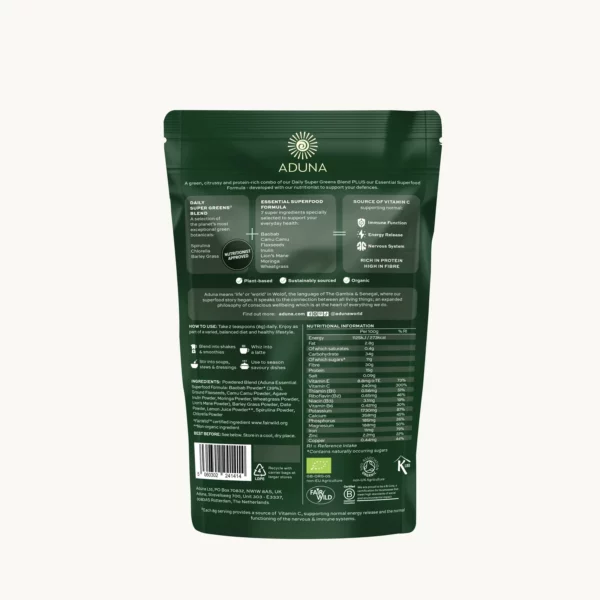 Aduna Mešanica superzelenja SUPER GREENS, ekološko, 250 g - Image 4