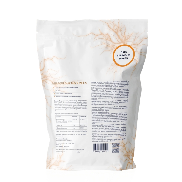 Magnezij MIRACULOUS MG Anasan MD - SPECIAL EDITION, okus breskev in mango, 30 vrečk - slika 2