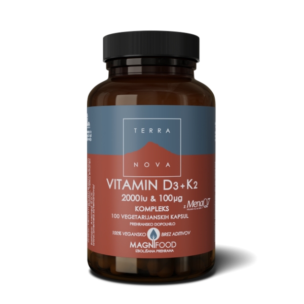 Terranova Vitamin D3 2000 IU + K2 100 μg kompleks, 50/100 kapsul - slika 3