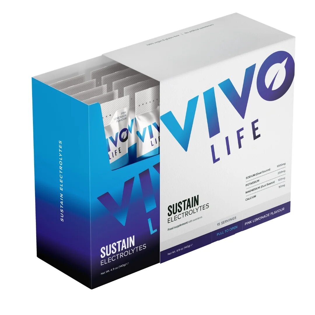 Vivo life Elektroliti Sustain - okus pink lemonade, 140 g (15 vrečk) - slika 3